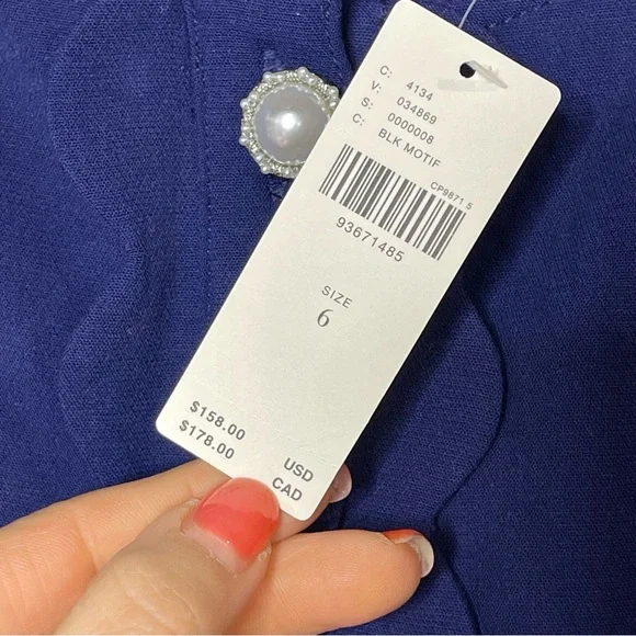 Anthropologie Maeve Puff-Sleeve Colorblock Scallop Pearl Romper Dress Size 6 - Picture 12 of 14